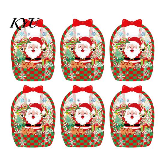 Candy Bags with Handle 2/4/6Pcs Clear Gift Bag for Halloween Christmas, Goodie Treat Holders Handle, Resealable Sealed Pouch Holiday Party Favors