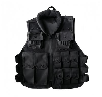 Gilet Tactique Simple pour Enfants, Gilet de Survie, Gilet Militaire, Cosplay d'Halloween, Cosplay Militaire, avec Patch SWAT, Rangement Multifonctionnel, Léger,