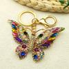 Colorful Rhinestone Butterfly Key Chain Pendant Gold Color Metal Animal Insect Keyring for Women Girl Jewelry Gift Llaveros