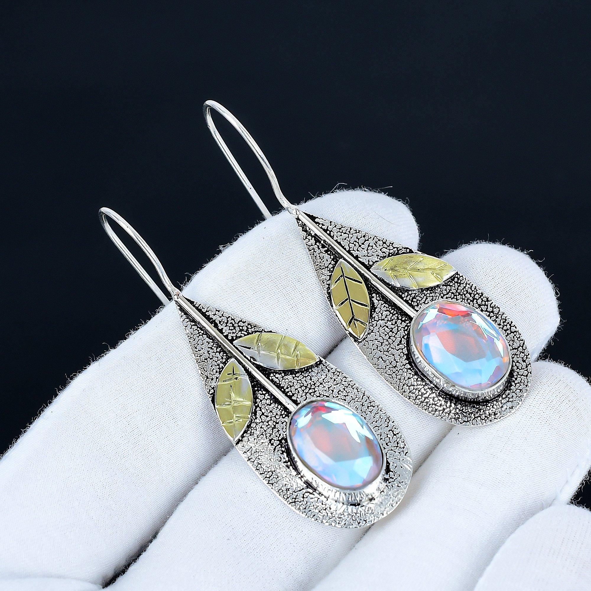 

Серьги с мистическим топазом, серьги из стерлингового серебра 925 пробы, серебряные серьги ручной работы для подарка, серьги-подвески с мистическим топазом для вечеринки, подарок 6 Cm