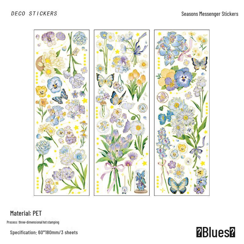 

Four Seasons Retro Plant Journal Stickers - Infeel.Me PET Hot Stamping, 4 Styles