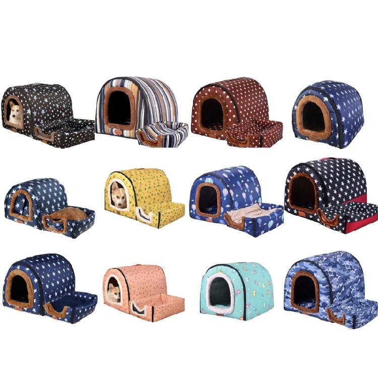 Pet Bed House Semi-closed Cave Tent for Small Animals Thicken Cushion Pad
