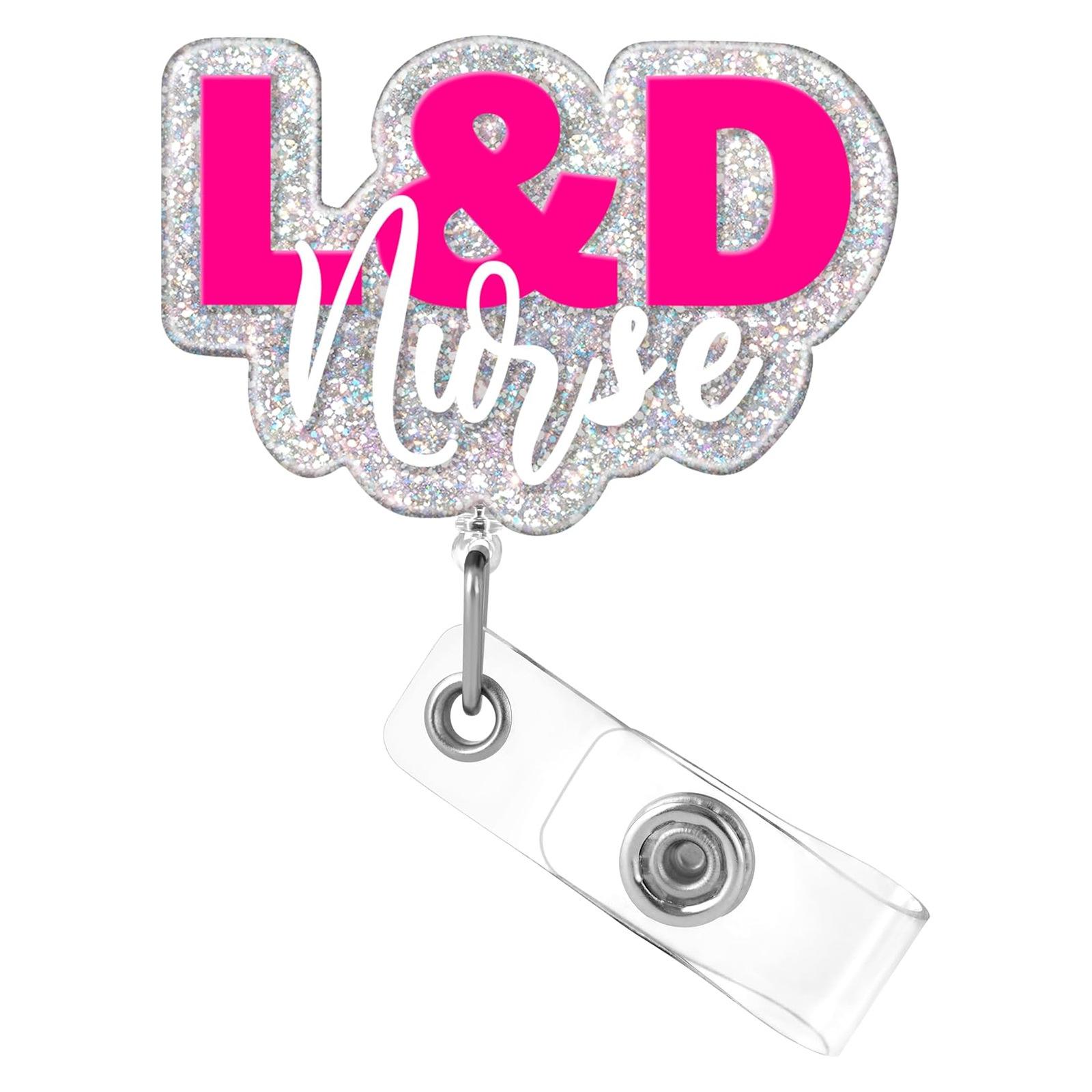 

Badge Reel With Belt Clip Nurse Badge Reel Department Name Tag Glitter Acrylic Badge Reel For Nurse