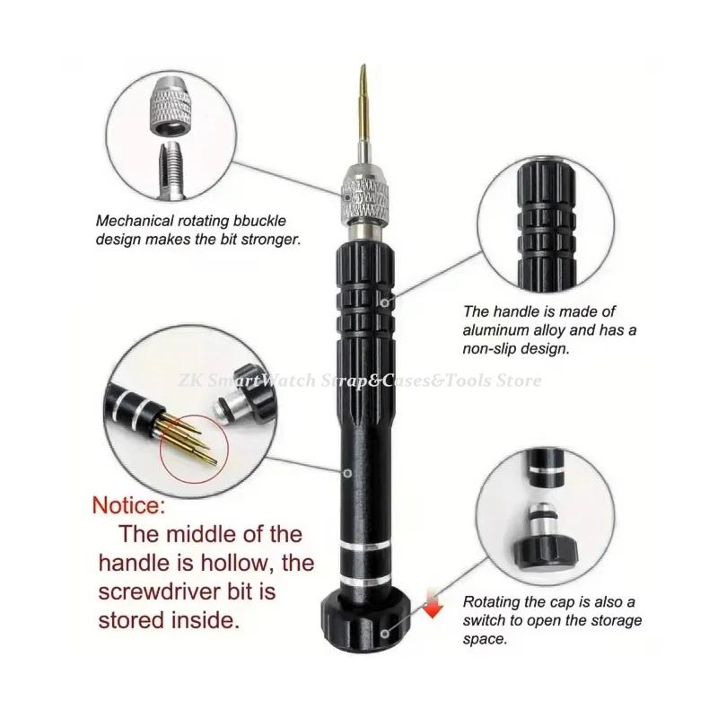 1 Stück 5-in-1 Multifunktionales Kleines Schraubendreher-Set Reparaturwerkzeug für Uhr Brille Elektronik Handy Schmuck Uhrenzubehör