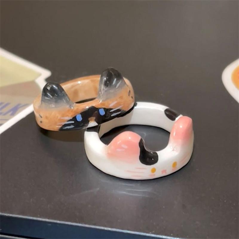 Cartoon Cute Cat Ring For Children Personality Design Funny Korean Sweet Girls Finger Rings Exquisite Jewelry