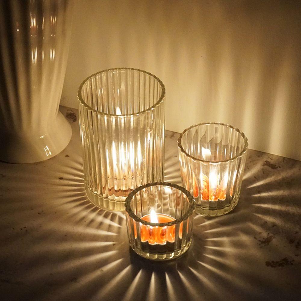 Clear Tulip Shaped Glass Creative Tea Light Jars Candlestick Stand Candle Pillar Candle Holder