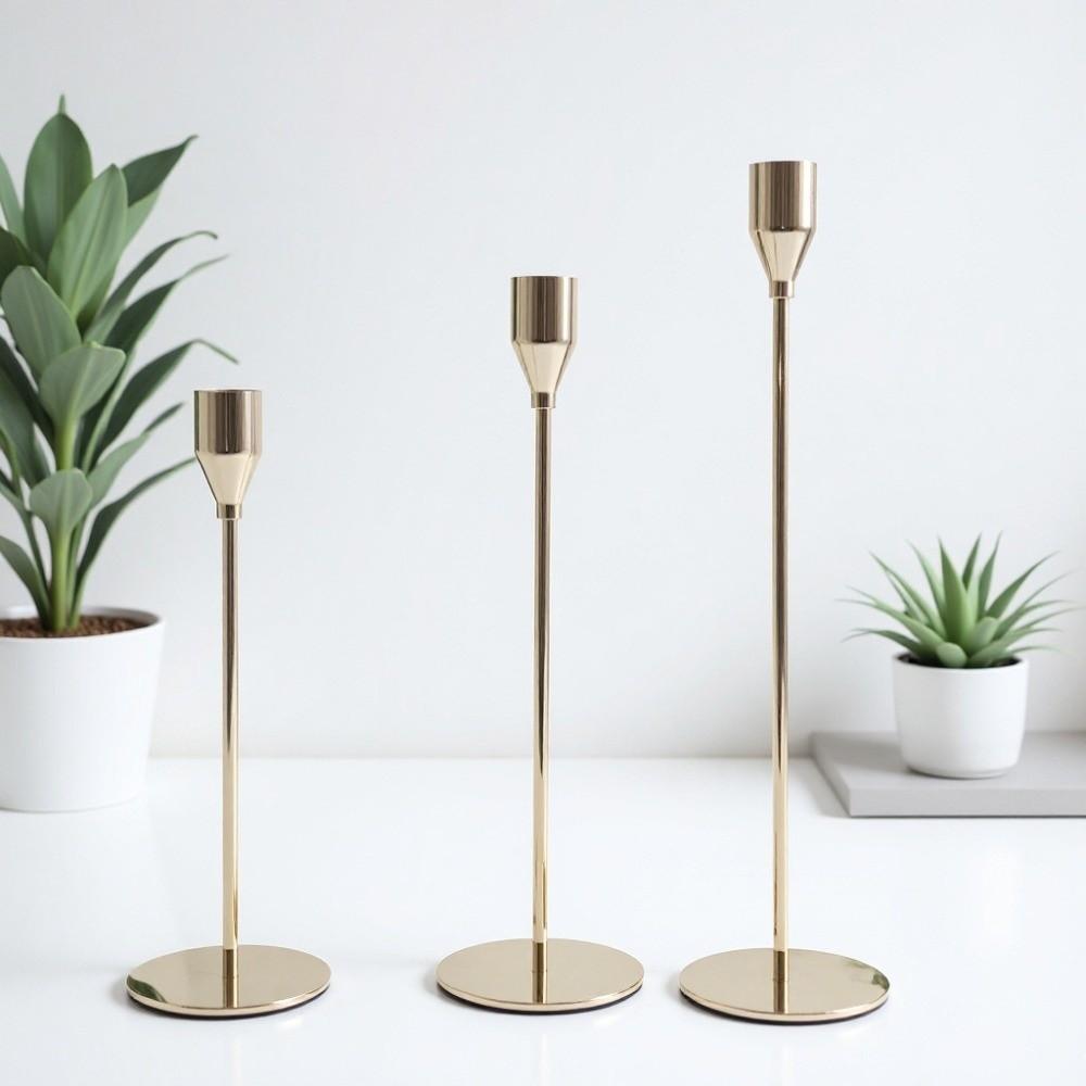 3Pcs/Set Metal Candle Holders Vintage Easy To Use Taper Candle Holders Elegant Metal Candle Stand Wedding Decor