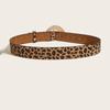 Vintage Leopard Pattern Waist Belt Adjustable Waistband PU Leather Easy to Adjust Sash for Unique Fashion Statement