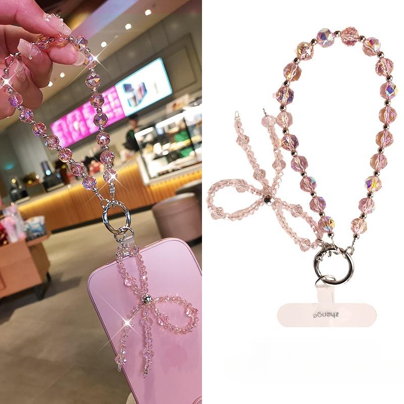 Boutique, Crystal Phone Chain, Ins Style, Luxury, Ladies, Wrist Pendant, Short Style, Phone Case Pendant, Beaded Chain
