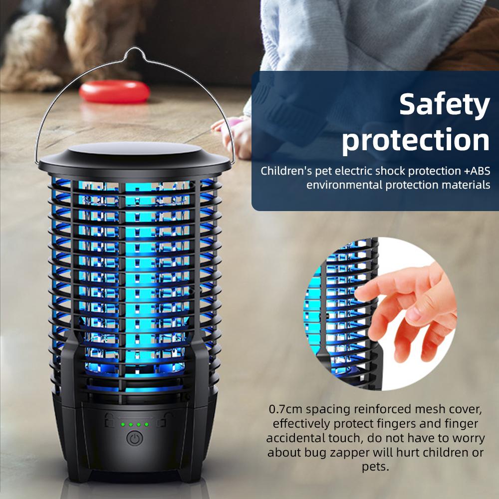 2-in-1 Portable Camping Light and Mosquito Zapper 2000V Electric Bug Zapper Outdoor Lamp Built-in