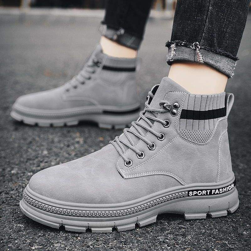 Autumn New Martin Boots Men's Versatile Casual Velvet Thickened Warm High-top Autumn Tooling Short Boots Men's Snow Boots