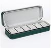 Portable Black and Blue-Gray Leather Zipper Watch Box with 6, 10, or 12 Slots - Flip-Top Jewelry Storage