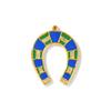 2 PCs West Cowboy Pendants Enamel Luck Horseshoe Clear Rhinestone 304 Stainless Steel 18K Gold Plated Charms DIY 3.5cm x 2.8cm