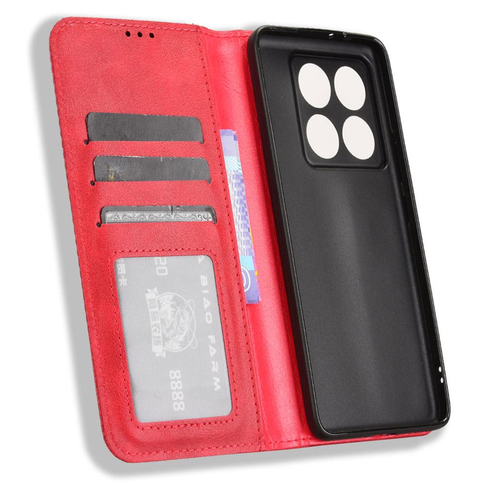 For Xiaomi 14T Pro Leather Case Wallet Stand Retro Texture Phone Cover