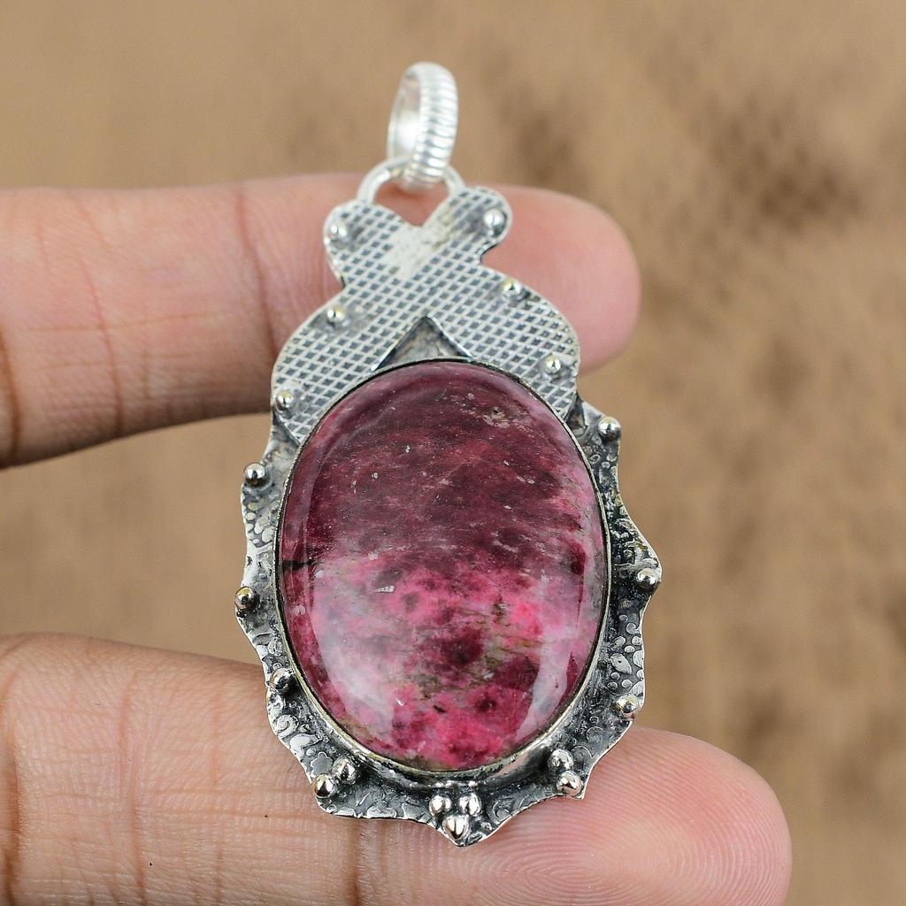 Wedding Gift For Her 925 Sterling Silver Natural Thulite Gemstone Pendant
