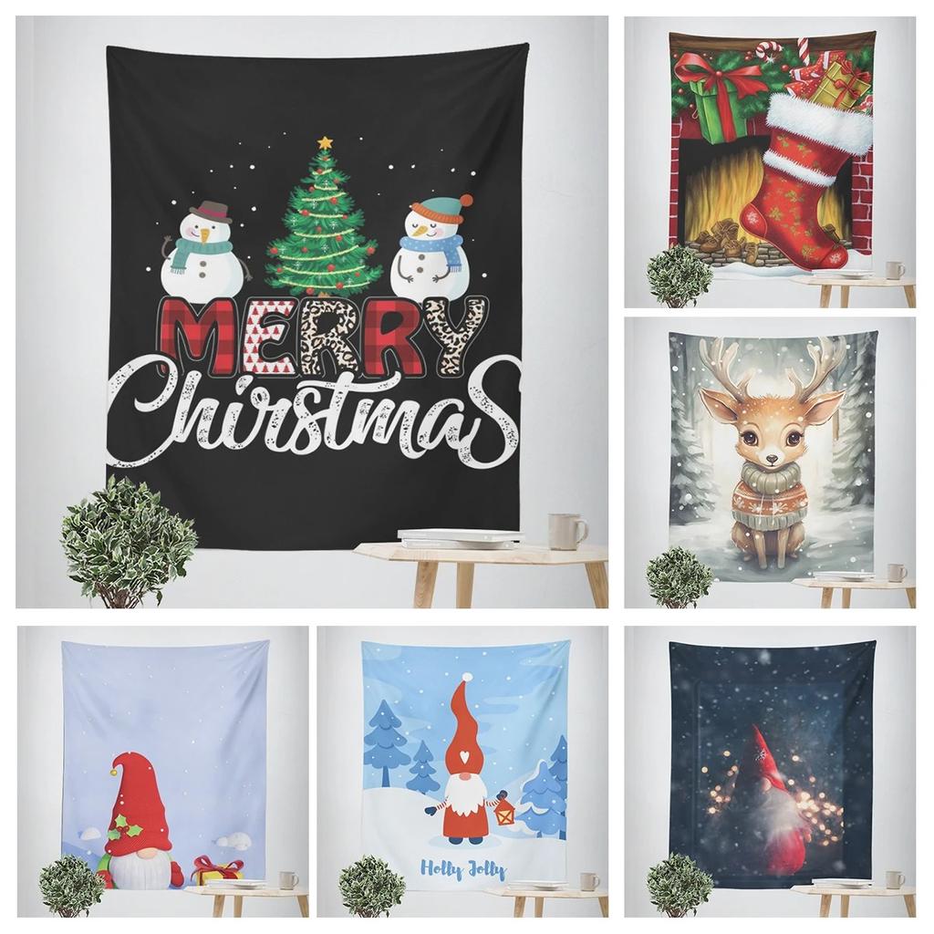 Tapeçaria Temática de Natal e Ano Novo para Decoração de Sala de Estar e Quarto