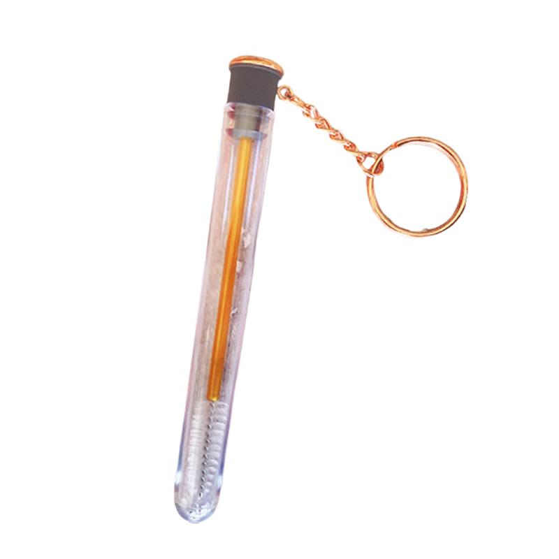 Gold Reusable Eyelash Brush Tube Keychain Plastic Lash Spoolie Container Glitter Cils Mascara Wands Keyring