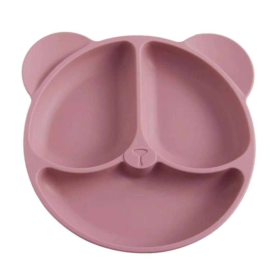 1pc 20x20x3cm Cute Bear Baby Food Supplement Tableware - Food Grade Silicone Suction Cup Dinner Plate Fall-proof Food Bowl