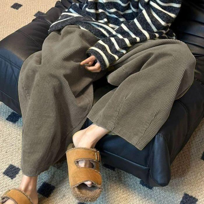

This Year s Trendy Wide-Leg Corduroy Pants for Petite Plus-Size Women - Autumn and Winter Collection Small