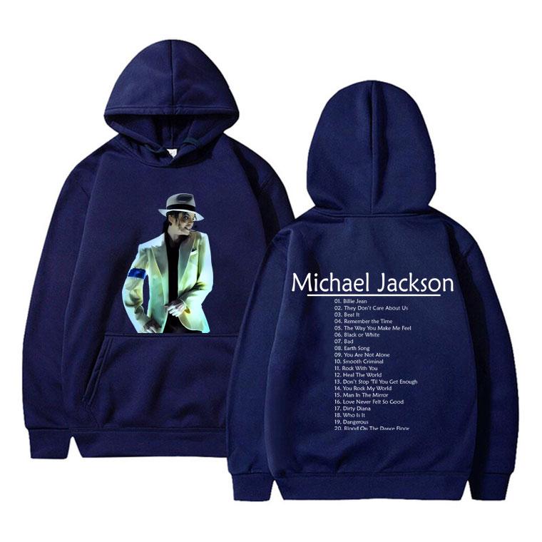 Vintage Michael Jackson Double Sided Print Hoodie Men Women Hip Hop Punk Rock Sweatshirt Men's Fleece Casual Oversized Hoodies