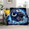 1PC Custom Name Football Helmet Design" flannel blanket versatile,all-season throw suitable for the living room,bedroom,camping,travel,and gift