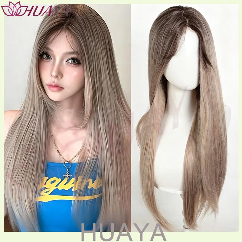 Halloween Cosplay Mint Green Long Wig Heat Resistant Synthetic Fiber Natural Straight Layered Hair Wigs For Girls