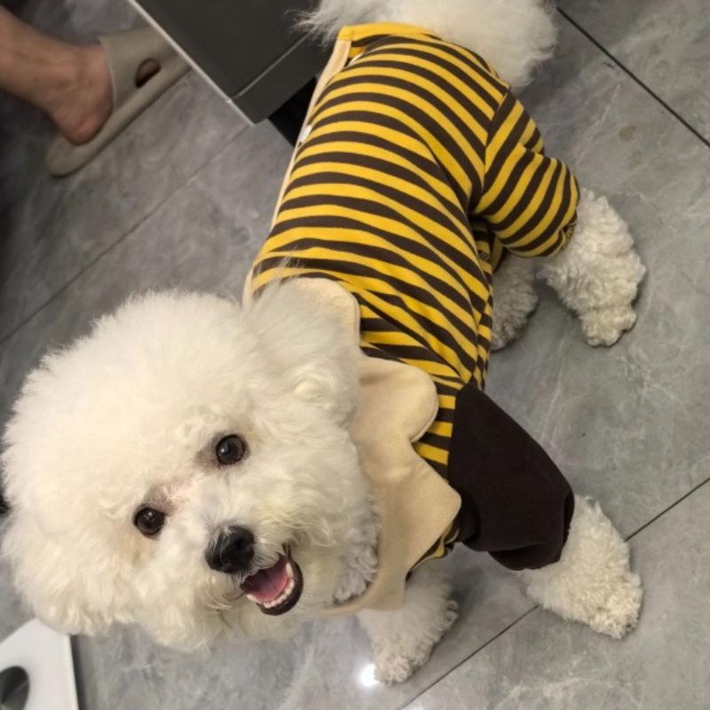 Pet Spring Autumn Striped Jumpsuit Prevent Cold Dog Belly Protection Coat for Small Dog Four Legged Coat Pet Pajama PuppyClothes