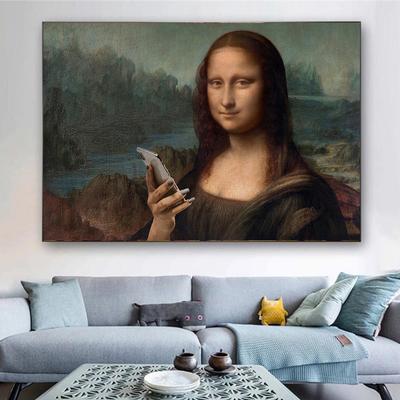 Interessante Monna Lisa Pittura su Tela Acquerello Creativo Graffiti Poster Divertenti Arte Murale Quadro Soggiorno Decorazione Casa Regali