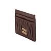 MIU MIU Matelassé Metal Letter Quilted Pattern Quilted Nappa Leather Card Holder Women's Heathered Wood Color