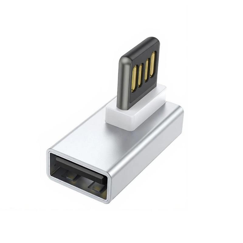 Reversible USB A Connectors 90Angled Bend Fast Charging Syncing Durability Zinc Alloy Housing Portable Chargers Adapter for PC