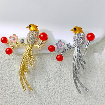Broche Haut de Gamme Neuve avec un Motif d'Oiseaux Amoureux, Antique, et Corsage Pie.