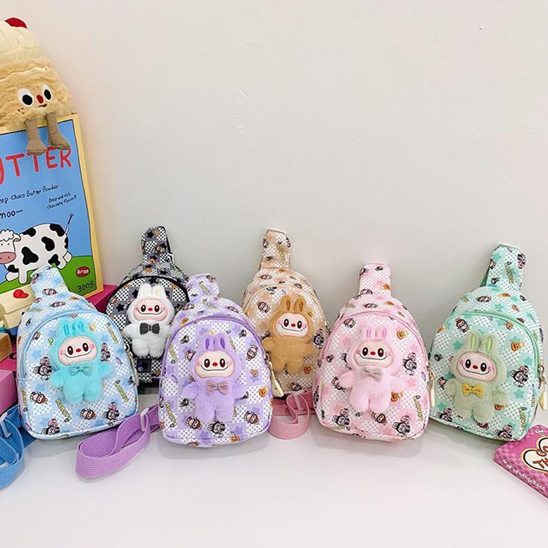 Kawaii Labubu Messenger Bag Kreslený Roztomilý Batoh pro Základní Školu The Monster Labubu Dárky pro Mateřskou Školu Dětská Taška přes Rameno