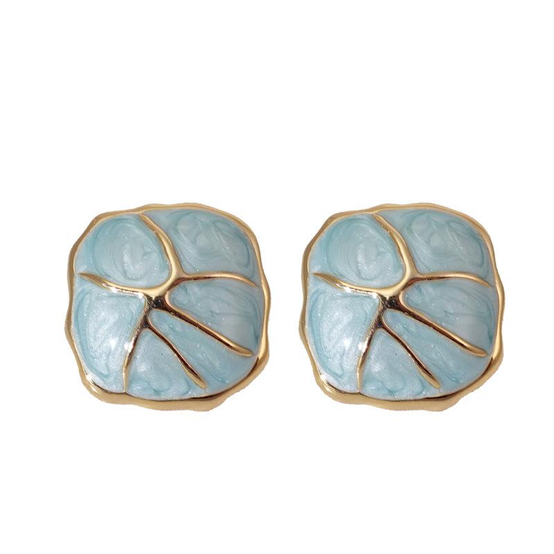 Dripping Geometric Square Stud Atmosphere High-End Girl Heart Design Niche Enamel