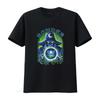 Vintage 80er Jahre Stil Zauberer Blau Ästhetik T-Shirt Extra Großer Druck mit Denke über die Kugel Design vintage Gewaschen Stilvoll homme