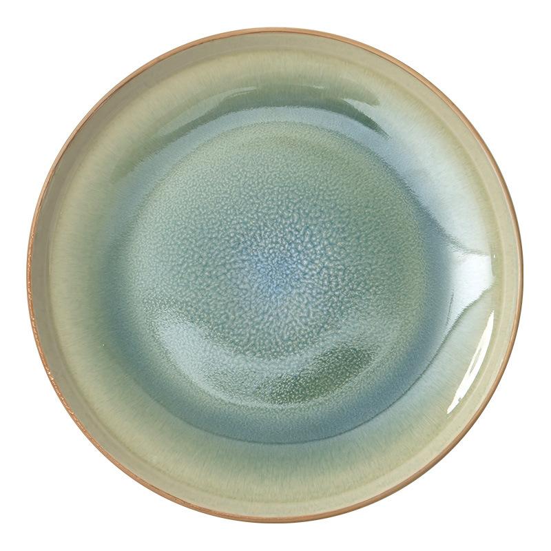 Kiln Change Ceramic Plate High Value Gradual Change Plate Household Round Vegetable Plate Tableware Plate Restaurant Western Food Plate