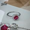 Wear-resistant Jewelry Set Red Zircon Love Heart Rhinestone Necklace Stud