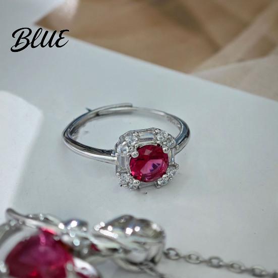 Wear-resistant Jewelry Set Red Zircon Love Heart Rhinestone Necklace Stud