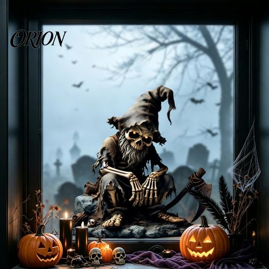 Weather Resistant Glass Ornaments Halloween Ghost Skeleton Grim Reaper Static Window Clings, Horror Break Through Spooky Theme Decals Decals,