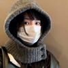 Devalier Hood Neck Balaclava with Arm Face Cold One Size Fits Knit Hat for Solid Color Warmer, Warmer, Covers, Cover, Protection, All, Women, Unisex,