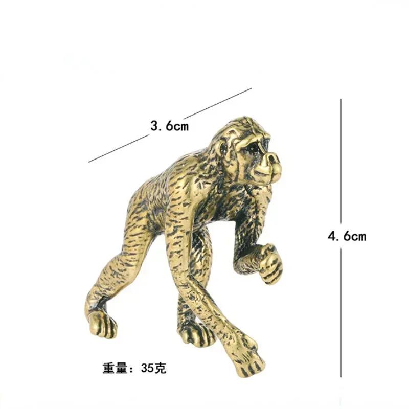 Wholesale Solid Brass Gorilla Small Statue Office Desk Ornament Decoration Crafts Collection Animal Orangutan Figurine Miniature