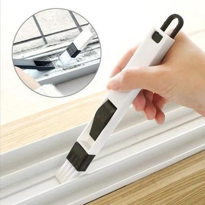 Escova de limpeza multiuso para janelas, portas, teclado, limpador de pó, pá de lixo, ferramenta 2 em 1, mini vassoura para remoção de pó