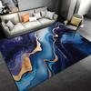 Abstract Blue and Gold Wave Pattern Carpet for Living Room Decor Suitable for Use As an Anti-slip for Living Room Bedroom Sofas