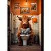 Retro Funny Animal Sitting On Toilet Reading Newspaper Posters Prints Canvas Painting Colorful Wall Pictures Bathroom Home Decor