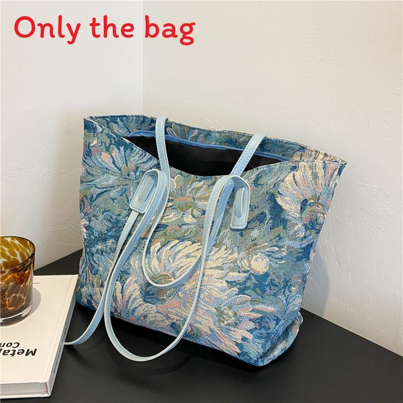 Canvas Tote Bag For Women Large Capacity With Flower Print For Casual Daily Use