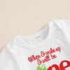 Baby Mädchen Erdbeere Erstgeburtstag Outfit Buchstabenstickerei Kurzarm Strampler Tüllrock mit Schleife 2-teiliges Set