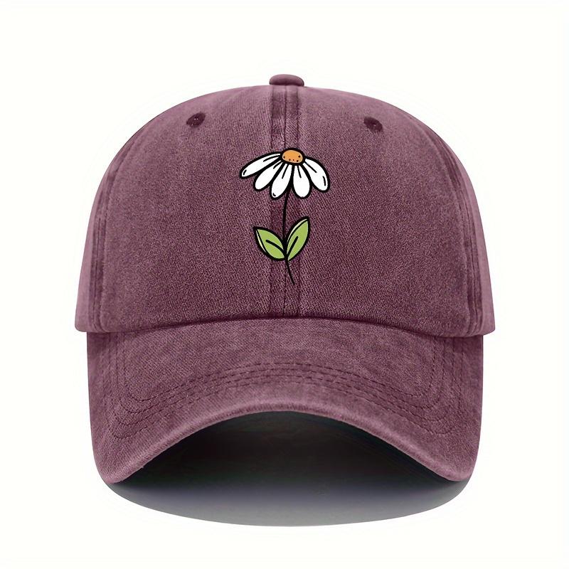 Baseball Cap with Simple Flower Pattern Print Design for Both Men and Women, Suitable for Outdoor Travel and Leisure Travel