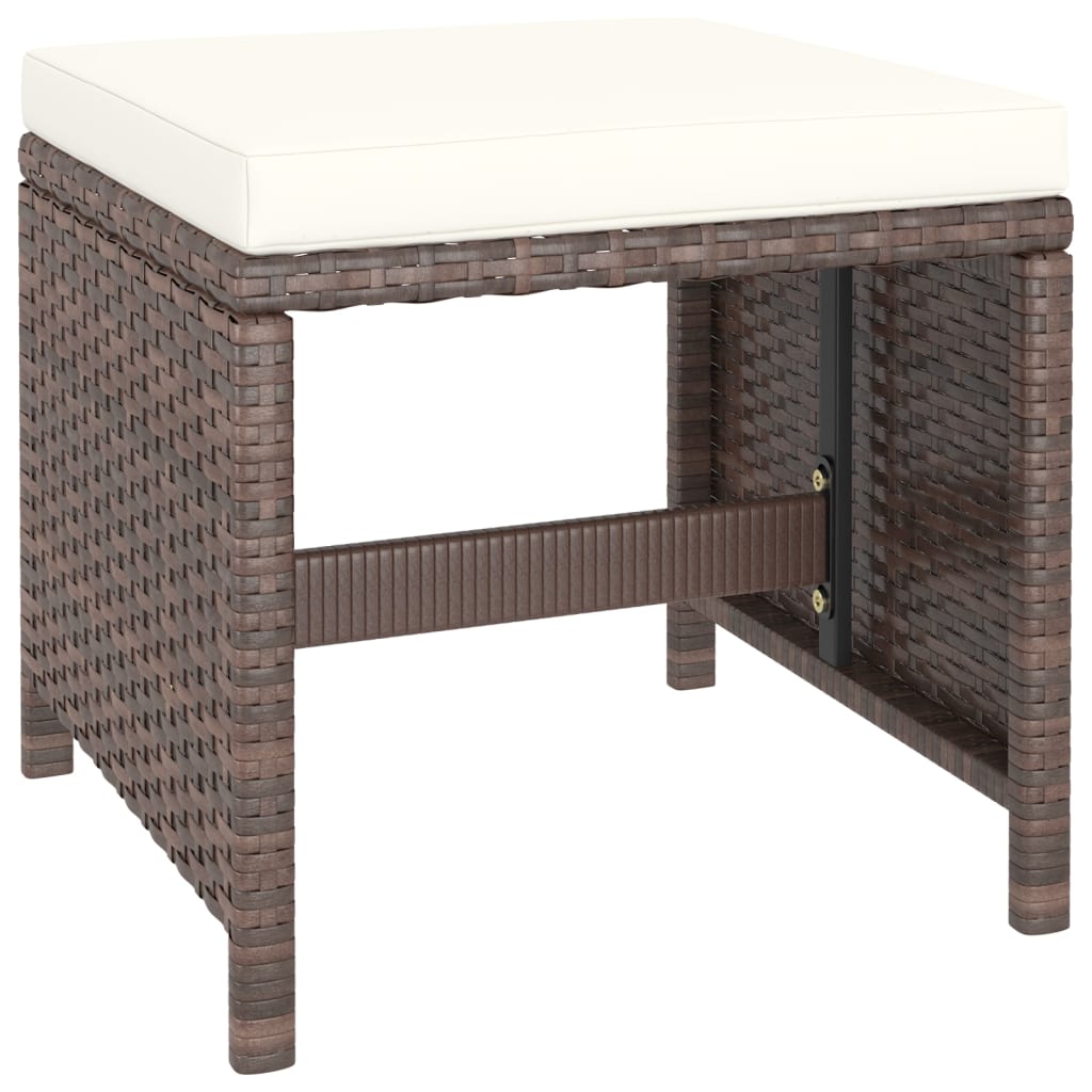 6 Piece Garden Dining Set with Cushions Poly Rattan Brown