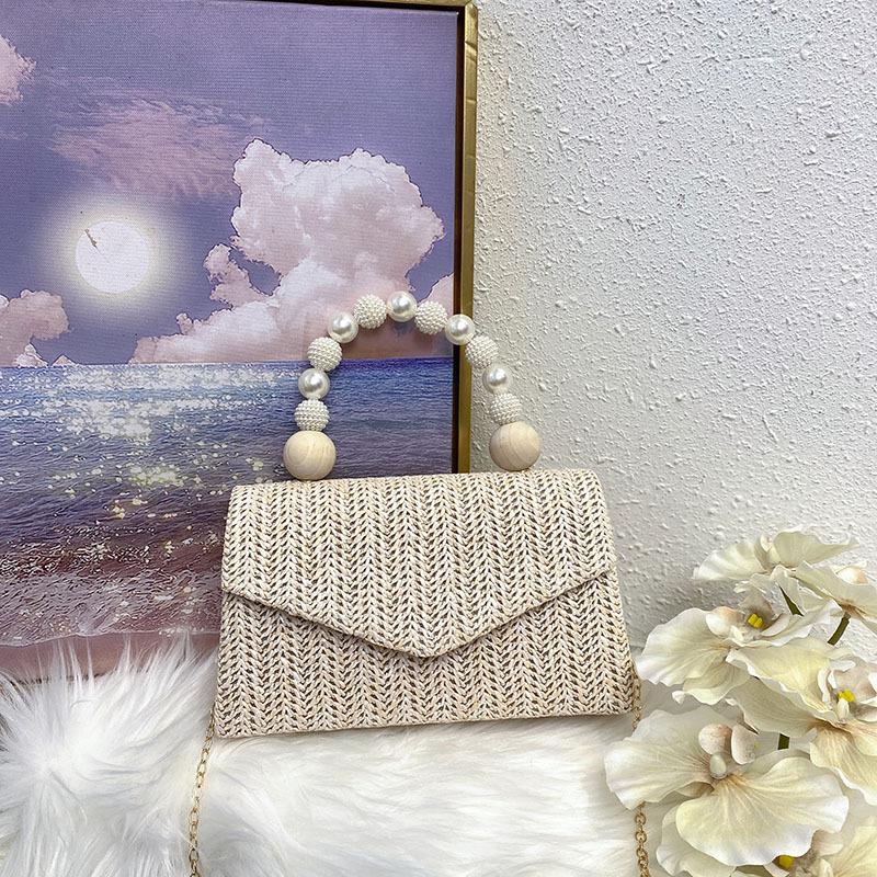Hand-woven beaded pearl shell conch seaside beach style leisure pastoral style bag cover handbag