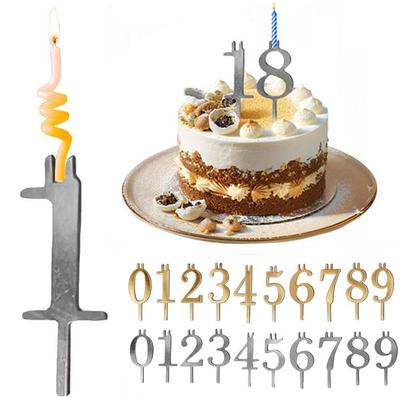 10 stuks/set 0-9 Goud/Zilver Digitale Verjaardagstaart Kaarsenhouder Cupcake Topper Voor Bruiloft Kinder Verjaardagsfeest Taart Decoratie