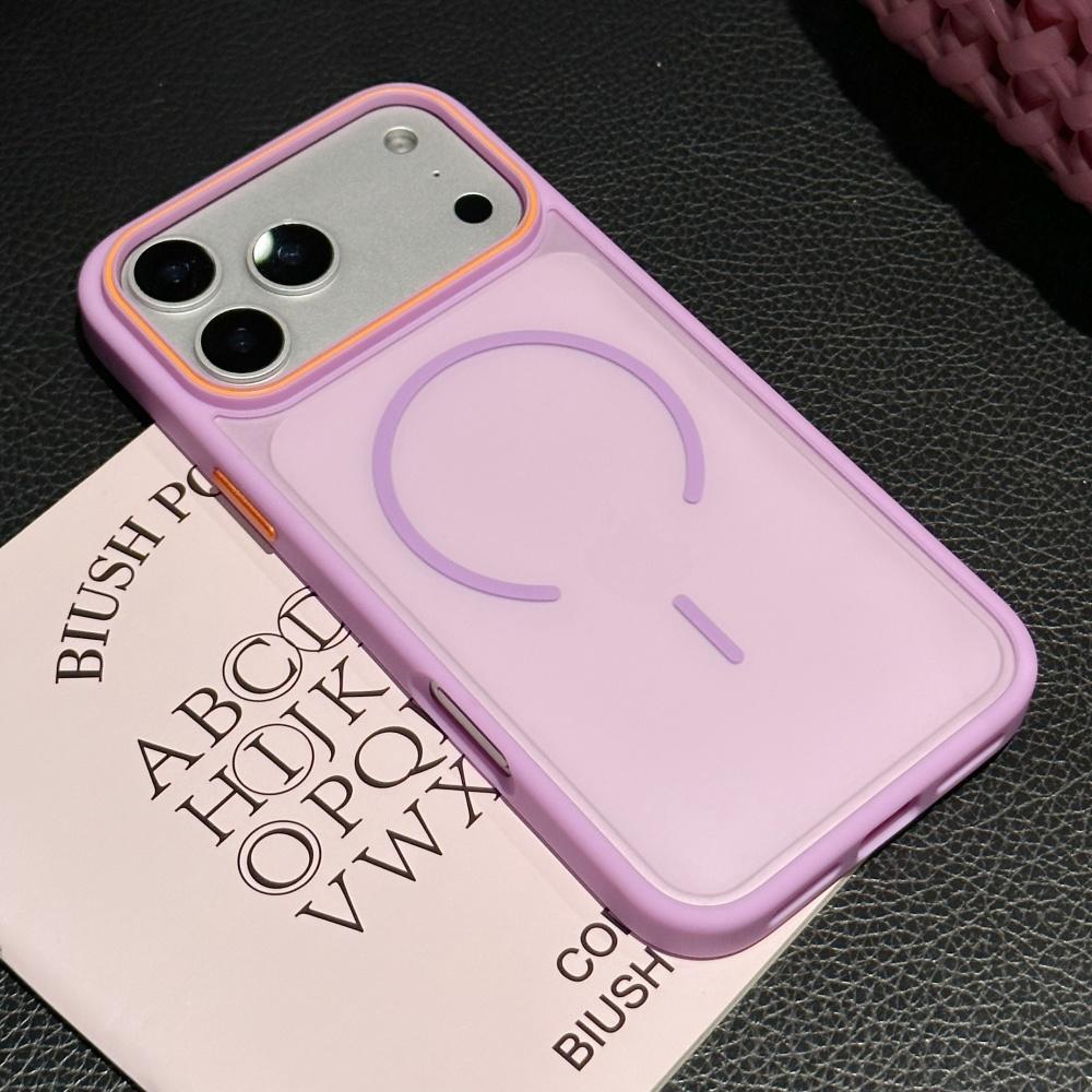 Frosted Armor For Magsafe Case For iPhone 17 Air 16 15 14 13 12 11 Pro Max Plus Shockproof Camera Contrast Color Cover